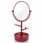 Espelho De Mesa Com Porta Joias Jacki Design Vermelho