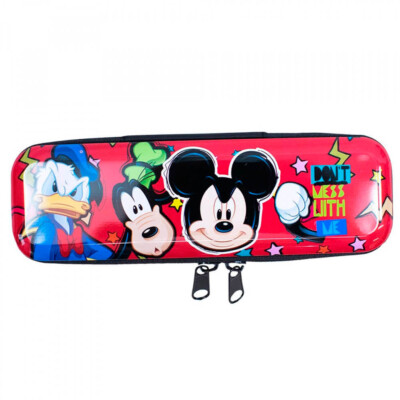 Estojo De Metal Mickey Vermelho Sorrisão 19x6cm