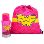 Garrafa Mulher Maravilha Com Mochila Saco