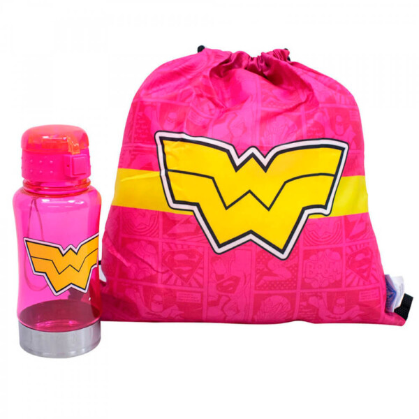 Garrafa Mulher Maravilha Com Mochila Saco