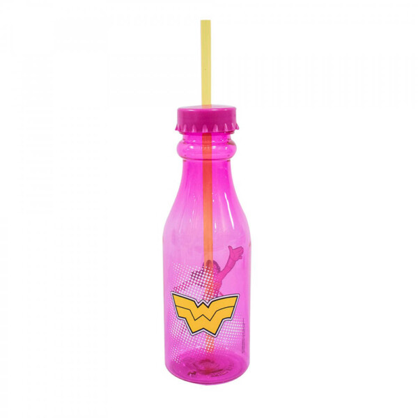 Garrafa Mulher Maravilha com Canudo 500ml