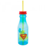 Garrafa Com Canudo Superman Tampa Rosqueável 500ml