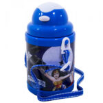 Garrafa Com Canudo Super Amigos E Cordão Azul 380ml