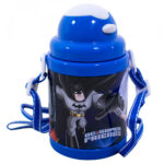Garrafa Com Canudo Super Amigos E Cordão Azul 380ml