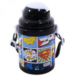 Garrafa Com Canudo Gibi E Cordão Preto 380ml