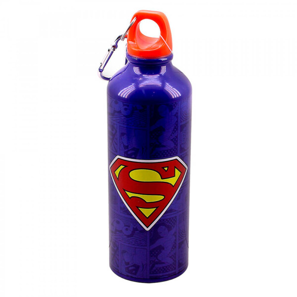 Garrafa De Alumínio Super Homem Com Prendedor 500ml