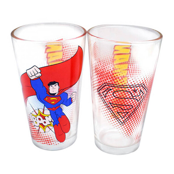 Jogo 2 Copos Superman Vidro 450ml