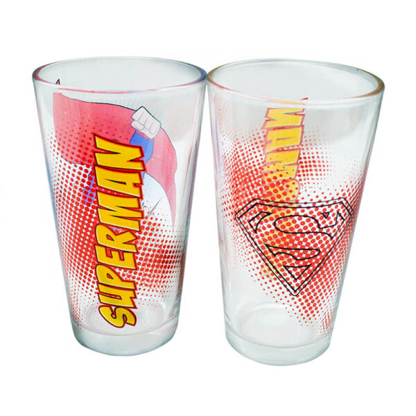 Jogo 2 Copos Superman Vidro 450ml
