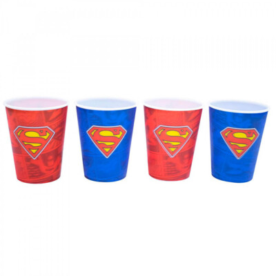 Jogo Com 4 Copos Superman 3d 400ml