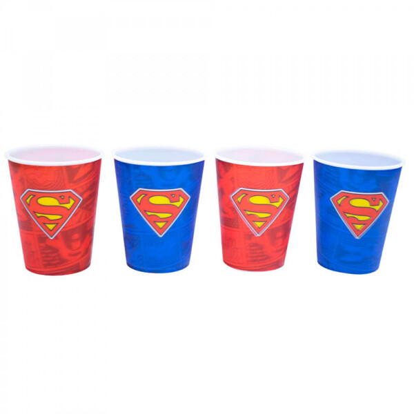 Jogo Com 4 Copos Superman 3d 400ml