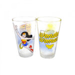 Jogo 2 Copos Mulher Maravilha Vidro 450ml