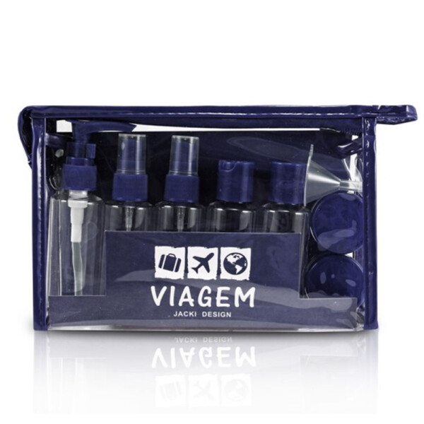 Kit De Frascos Viagem De 10 Peças Jacki Design Azul