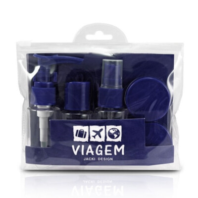 Kit De Frascos Viagem De 7 Peças Jacki Design Azul