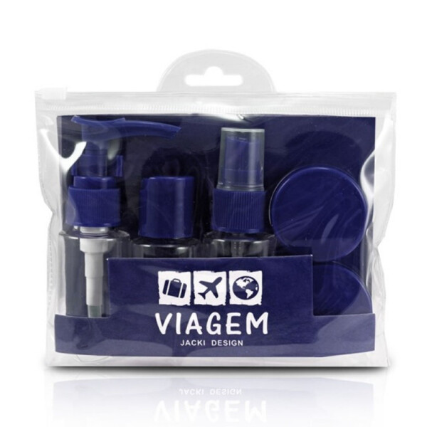 Kit De Frascos Viagem De 7 Peças Jacki Design Azul