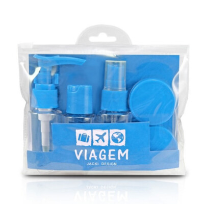 Kit De Frascos Viagem De 7 Peças Jacki Design Celeste