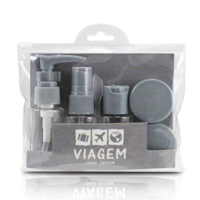 Kit De Frascos Viagem De 7 Peças Jacki Design Cinza