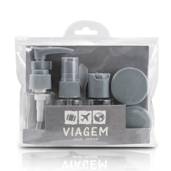 Kit De Frascos Viagem De 7 Peças Jacki Design Cinza