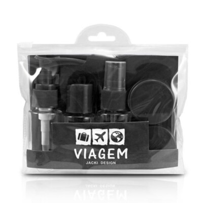 Kit De Frascos Viagem De 7 Peças Jacki Design Preta
