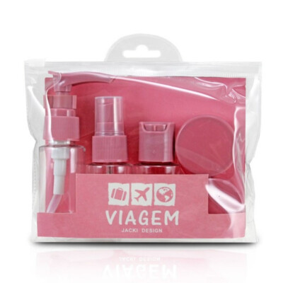Kit De Frascos Viagem De 7 Peças Jacki Design Rosa