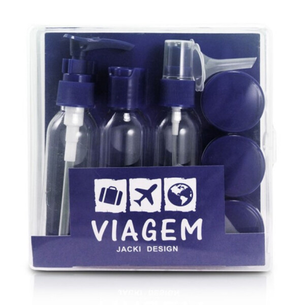 Kit De Frascos Viagem De 9 Peças Jacki Design Azul
