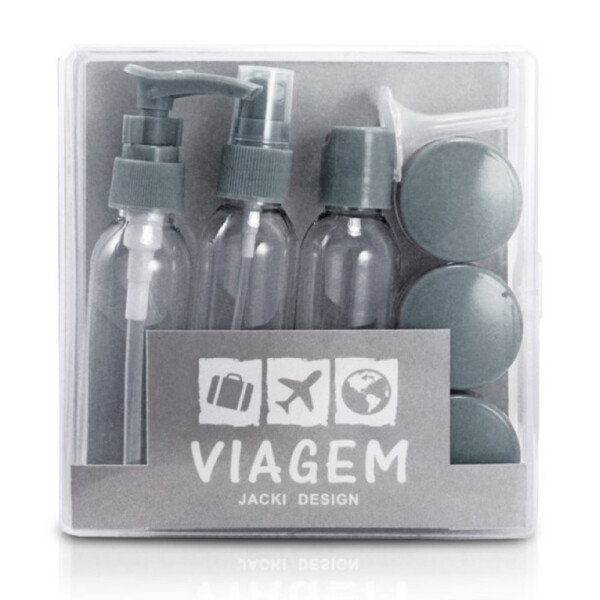 Kit De Frascos Viagem De 9 Peças Jacki Design Cinza