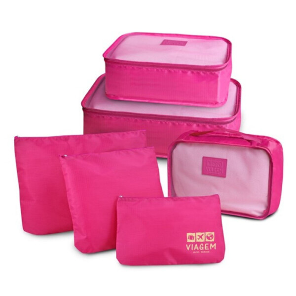 Kit Organizador De Malas De 6 Peças Jacki Design Pink