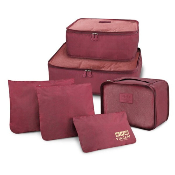 Kit Organizador De Malas De 6 Peças Jacki Design Vinho