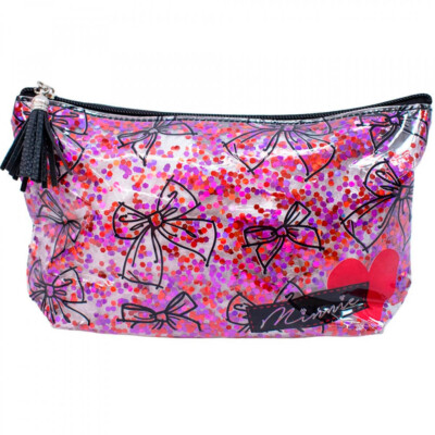 Necessaire Minnie Transparente Laços 13x23cm