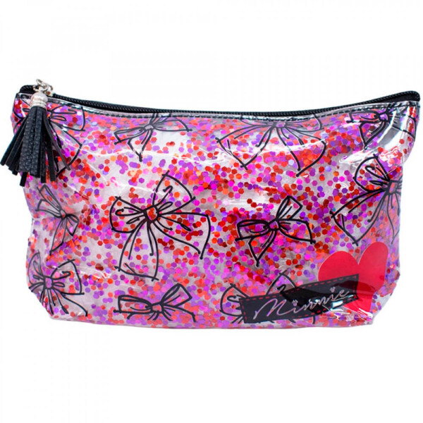 Necessaire Minnie Transparente Laços 13x23cm