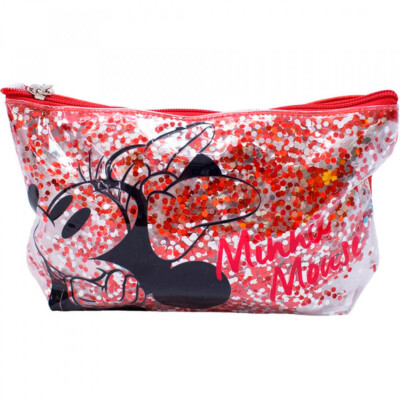 Necessaire Transparente Minnie Pensativa 13x23cm