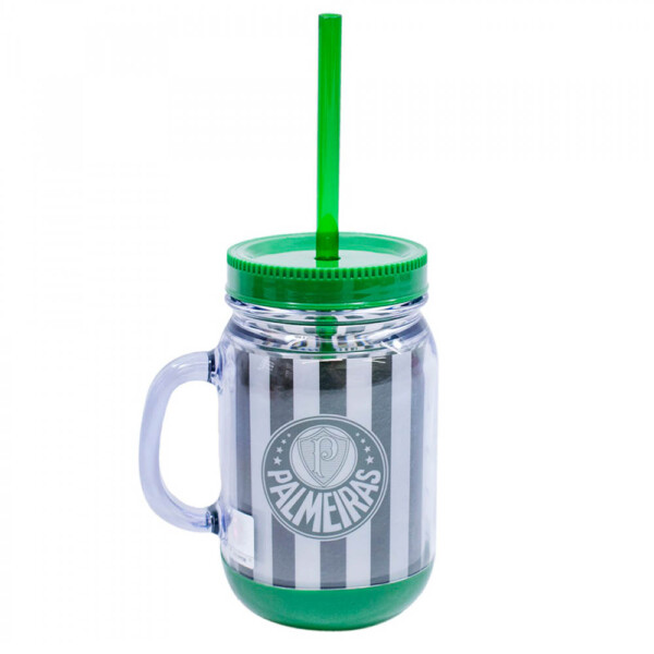 Caneca Palmeiras Tampa e Canudo 420ml