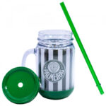 Caneca Palmeiras Tampa e Canudo 420ml