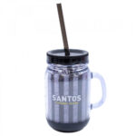 Caneca Santos Com Tampa E Canudo 420ml