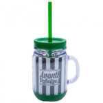 Caneca Palmeiras Tampa e Canudo 420ml