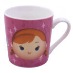 Caneca De Porcelana Rosa Anna Elsa E Olaf Frozen Tsum Tsum 250ml