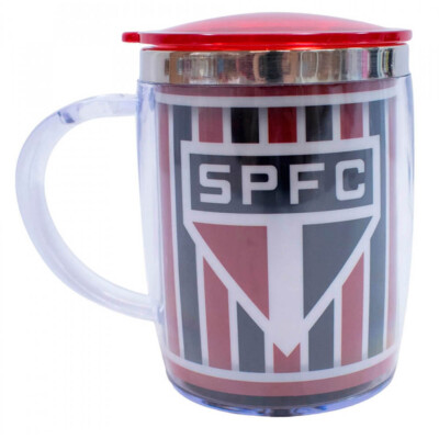 Caneca Térmica São Paulo Arredondada Com Tampa 450ml