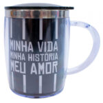 Caneca Térmica Logo Corinthians Com Tampa 450ml