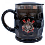 Caneca Térmica Preta Corinthians Com Tampa 500ml