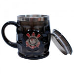 Caneca Térmica Preta Corinthians Com Tampa 500ml