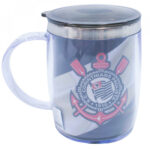 Caneca Térmica Corinthians Com Tampa Faixa 450ml
