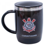 Caneca Térmica Corinthians Com Tampa Oval 450ml