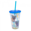 Copo Azul Com Canudo Elsa Frozen 200ml