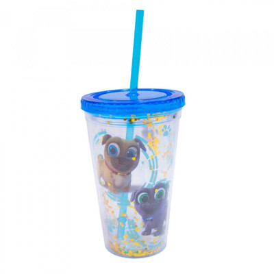Copo Azul Com Canudo Elsa Frozen 200ml