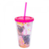 Copo Canudo Rosa Bingo E Rolly 450ml