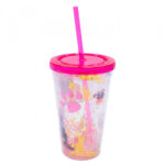 Copo Canudo Rosa Bingo E Rolly 450ml