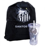 Copo Santos Com Canudo E Mochila Tipo Saco 550ml