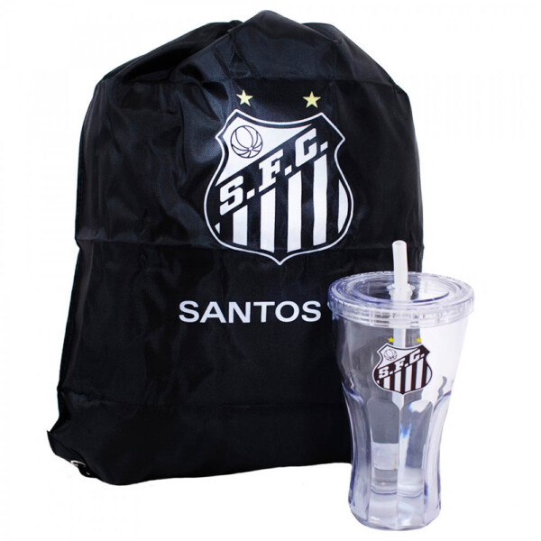 Copo Santos Com Canudo E Mochila Tipo Saco 550ml