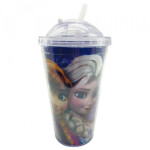 Copo Com Canudo Anna E Elsa Frozen 450ml