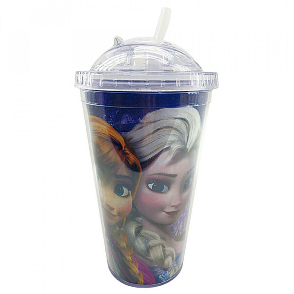 Copo Com Canudo Anna E Elsa Frozen 450ml
