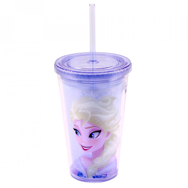 Copo Com Canudo Elsa 450ml Frozen